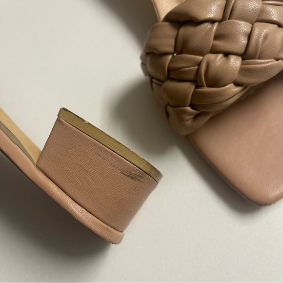 Nude Apricot Braided Design Chunky Mules Open Toe Sandals Women's Size 8.5 - Picture 5 of 8